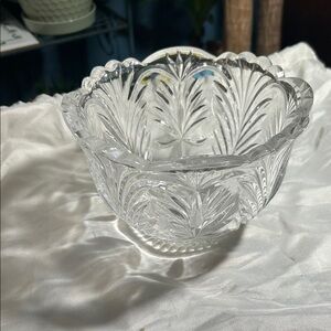 Vintage Clear Crystal Bowl Fern Pattern, Handcut 24% Lead